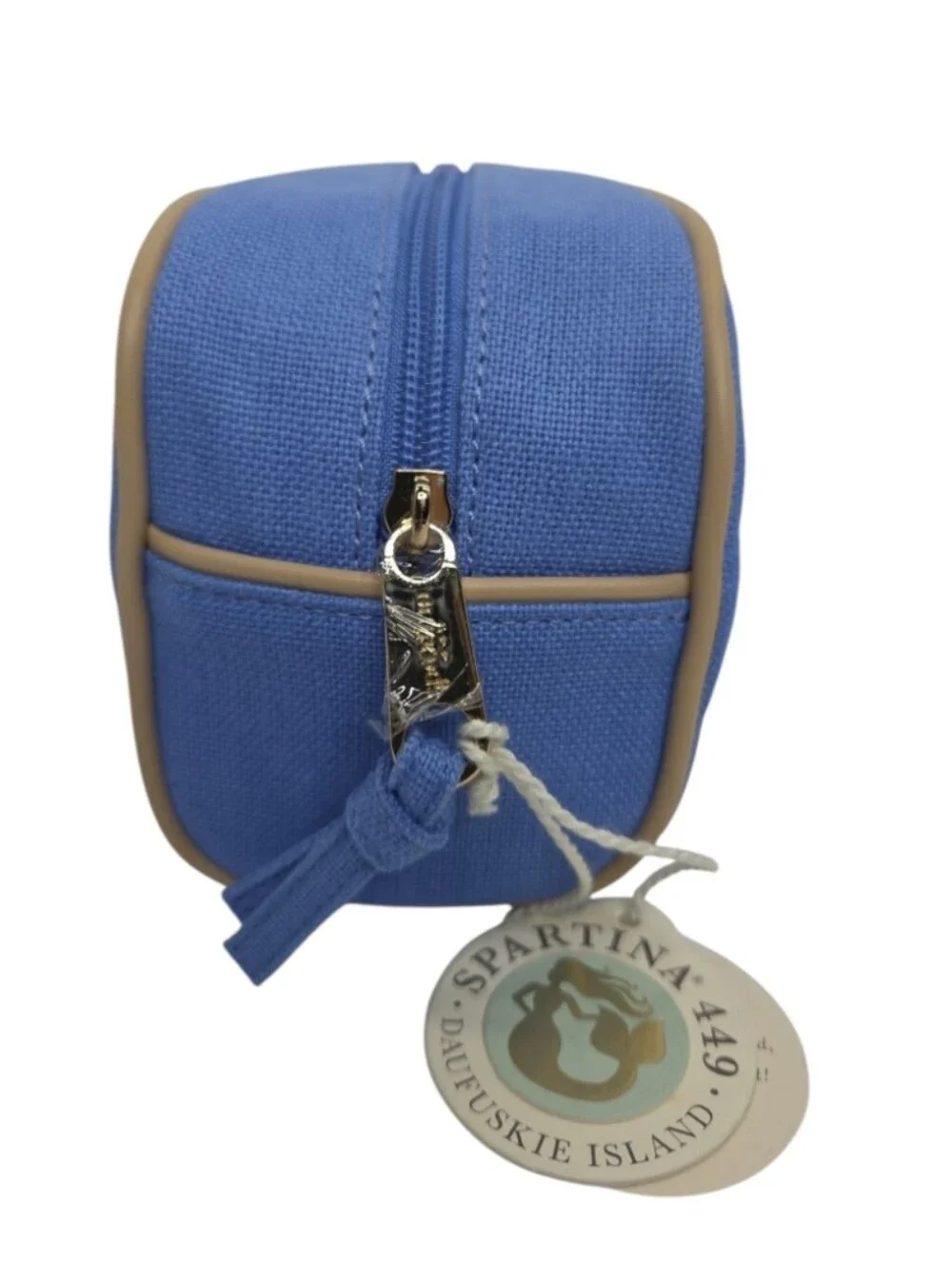 Spartina 449 Blue Travel Pouch Gold Embroidered Crab NEW